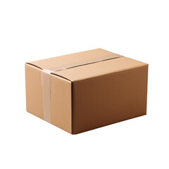 A single plain cardboard parcel from paper symbolising simple, eco-conscious packaging.