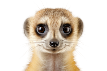 Animal Young Calm Suricate Standing on a White or Clear Surface PNG Transparent Background