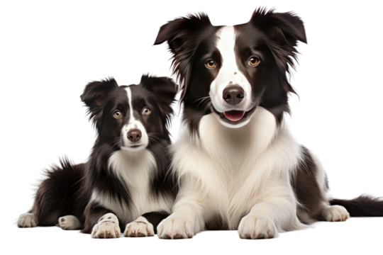 Animal Family Bond Collie and Son Together on a White or Clear Surface PNG Transparent Background