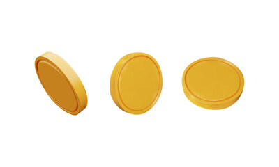 3D Gold Coin Icons Set. Golden Money Sign