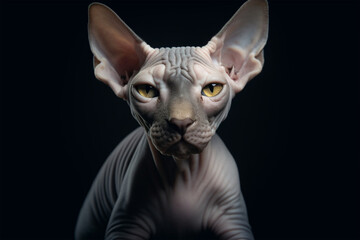 Adorable blue and white sphinx fur cat