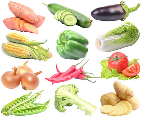 Set of vegetables isolated