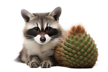 Animal Cat and Funny Raccoon Chronicles on a White or Clear Surface PNG Transparent Background