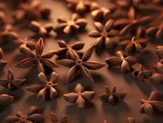 textured brown background with cinnamon star anise and spicy cloves