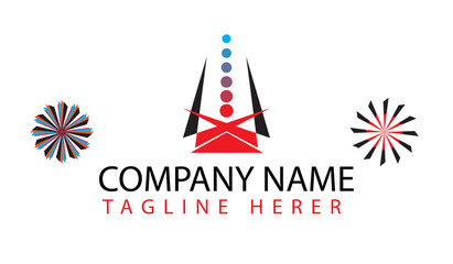 Vector  logo design template with black and red triangles. Can be used as an icon for application or corporate identity