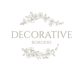 Floral border. Hand drawn frame of wildflowers. Graphic element for wedding invitations, business sign.
