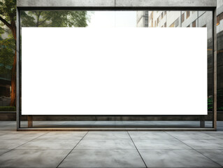 Sleek billboard mockup with blank advertising space in a modern cityscape setting. Commercial...