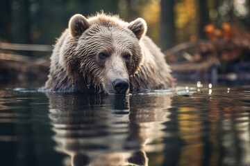 Photo of an animal's reflection in a body of water. Generative AI