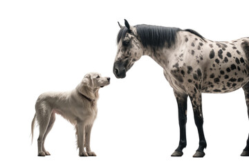 Obraz premium Animal Pooch and Horse Surprising Friendship on a White or Clear Surface PNG Transparent Background