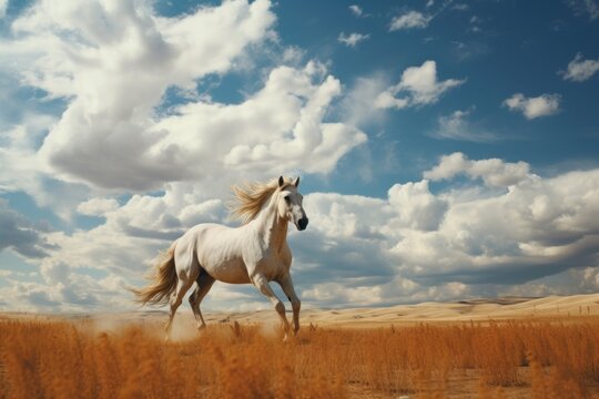 Photo of an animal's sense of freedom in wide, open spaces. Generative AI