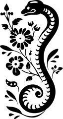 floral snake silhouette on the white background