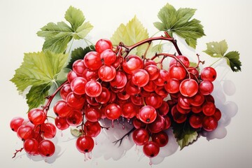 hand drawn watercolor red currant isolated on white. AI Generated