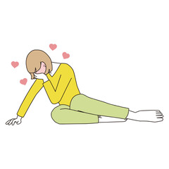 倒れこむ女性　胸キュン　裸足