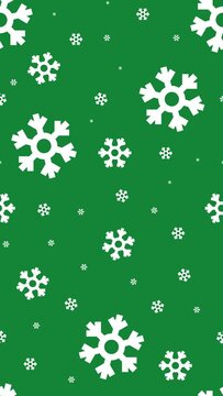 Cute Simple Green Flat Minimalism Falling Snowflakes Looping Animation Blank Vertical Video Background
