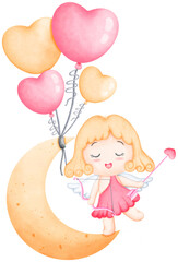 Watercolor Cupid Clipart for Valentine's Day
