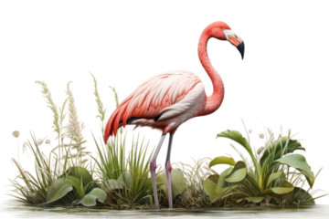 Animal Flamingo Graceful Wader on a White or Clear Surface PNG Transparent Background