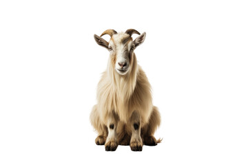Animal Content Goat Sitting Peacefully Still on a White or Clear Surface PNG Transparent Background