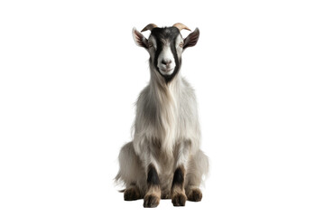 Animal Tranquil Goat Resting in Peacefulness on a White or Clear Surface PNG Transparent Background