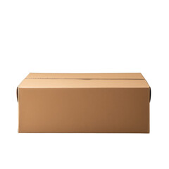 A single plain cardboard parcel from paper symbolising simple, eco-conscious packaging.