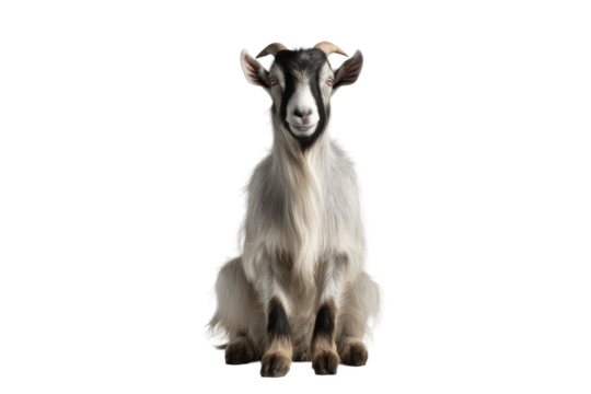 Animal Tranquil Goat Resting in Peacefulness on a White or Clear Surface PNG Transparent Background