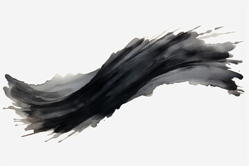 Bold Elegance: Black Paint Brush Strokes in Watercolor Isolated on a Transparent Background