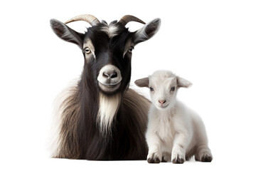 Animal Tender Bond Goat His Child on a White or Clear Surface PNG Transparent Background
