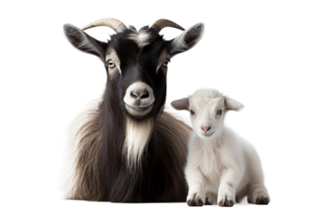 Animal Tender Bond Goat His Child on a White or Clear Surface PNG Transparent Background