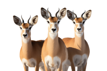 Animal Unified Impala Herd Moving Together on a White or Clear Surface PNG Transparent Background