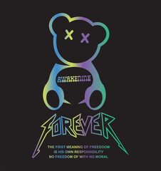 Forever Bear Heart broken t-shirt graphic design vector illustration 