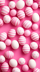 Easter eggs on pink background