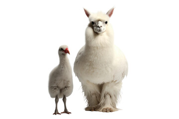 Animal Barnyard Buddies Llama and Hen Duo on a White or Clear Surface PNG Transparent Background