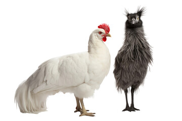 Animal Unexpected Pair Llama Feathered Hen on a White or Clear Surface PNG Transparent Background