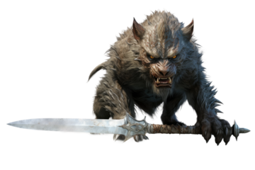 Animal Night Guardians Lion and Bat on a White or Clear Surface PNG Transparent Background