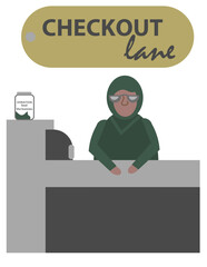 Person working the checkout lane