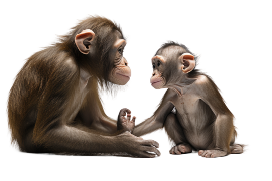 Animal Grouped Albinos White Monkeys in Unity on a White or Clear Surface PNG Transparent Background