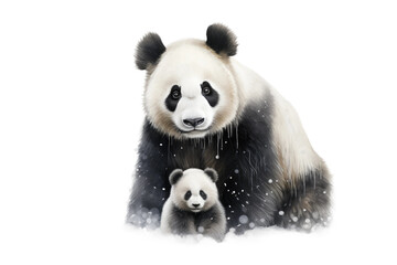 Animal Panda Son Cherished Family Moments on a White or Clear Surface PNG Transparent Background