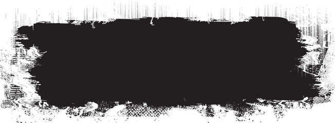 Fototapeta premium Glitch distorted grange shape . Noise grungy logo . Trendy defect error shapes . Glitched frame .Grunge textured . Distressed effect .Vector shapes with a halftone dots screen print texture.