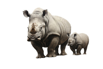 Fototapeta premium Animal Rare Animal Duo Panda Rhino on a White or Clear Surface PNG Transparent Background