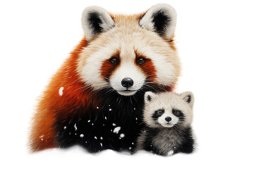 Obraz premium Animal Mixed Tones Panda Red Fox on a White or Clear Surface PNG Transparent Background