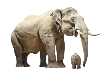 Animal Elephant and Son Family Connection on a White or Clear Surface PNG Transparent Background