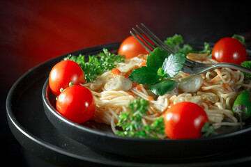 School supplies are laid out in a composition on a light background. Back to school.
