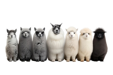 Obraz premium Animal Antarctic Meets Andean Penguins Alpacas Unite on a White or Clear Surface PNG Transparent Background