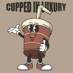.Cup Character Design With Slogan Cupped in luxury
