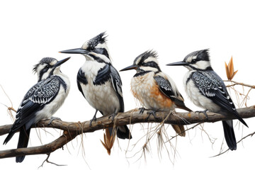 Animal Kingfisher Observes Social Avian Gathering on a White or Clear Surface PNG Transparent Background