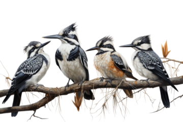Animal Kingfisher Observes Social Avian Gathering on a White or Clear Surface PNG Transparent Background
