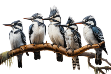 Animal Winged Majesty Pied Kingfisher Collective on a White or Clear Surface PNG Transparent Background