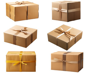 Set of 6 packaging boxes for parcels from various angles.