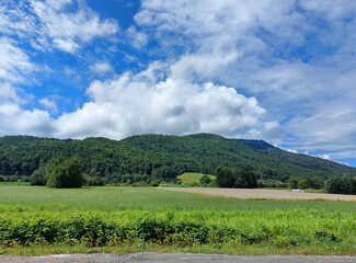 big white cloud over Mariborsko Pohorje. Summer. Slovenia. Europe