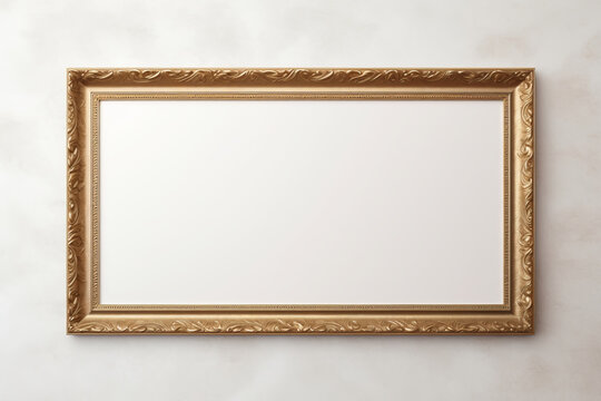 Horizontal golden frame on the wall