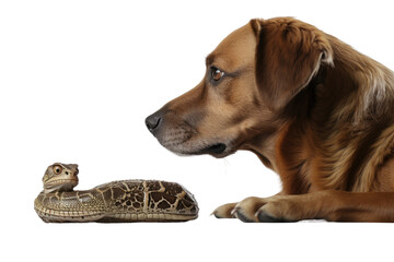 Animal Serpent and Hound Unlikely Encounter on a White or Clear Surface PNG Transparent Background